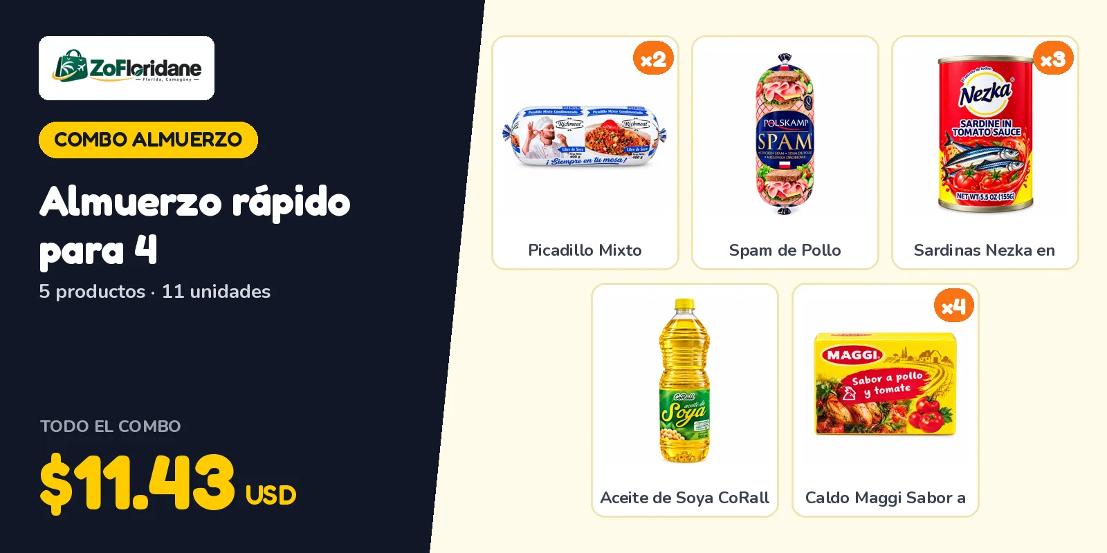 Combo almuerzo: Almuerzo rápido para 4
