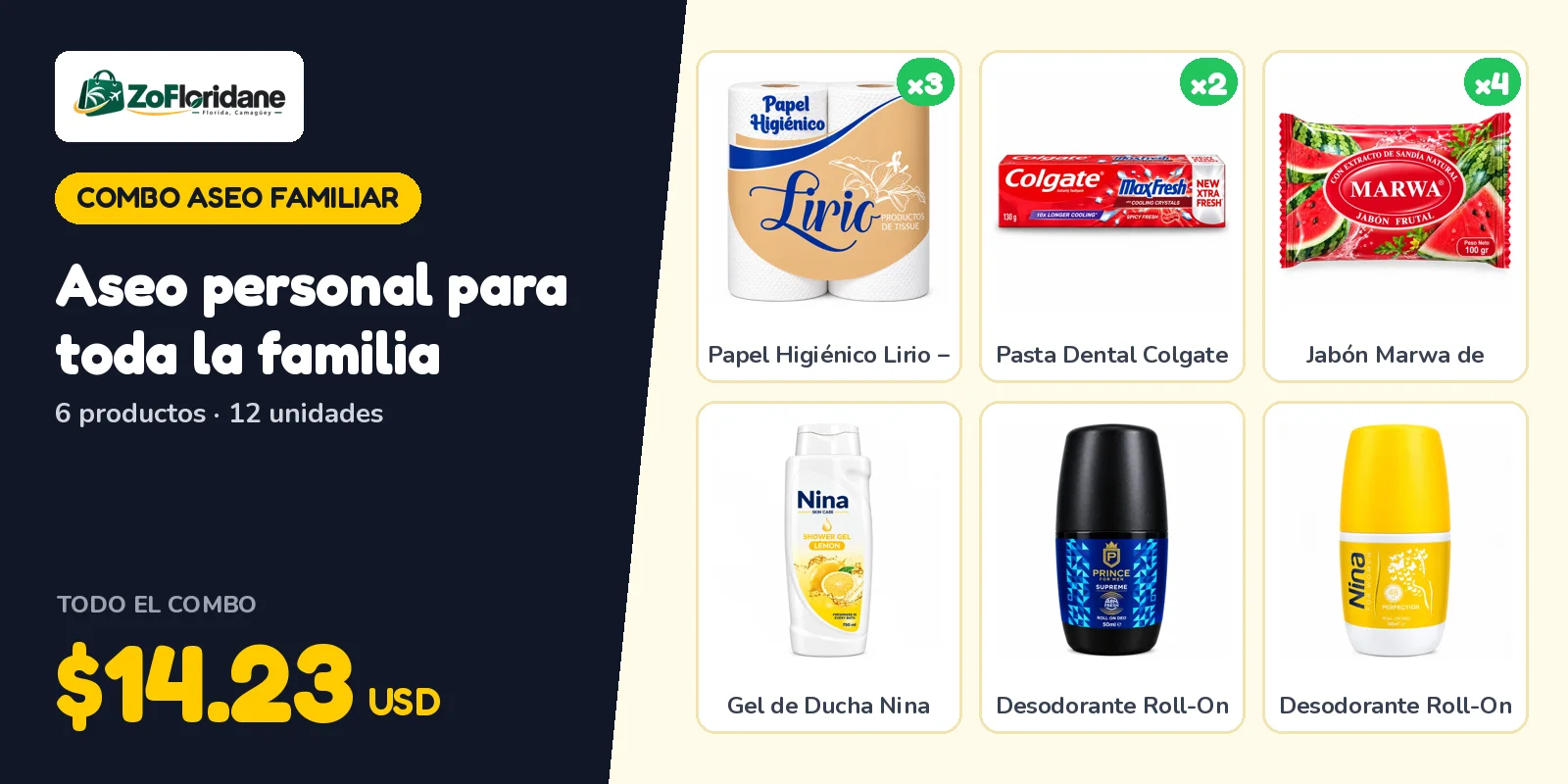 Combo aseo familiar: Aseo personal para toda la familia