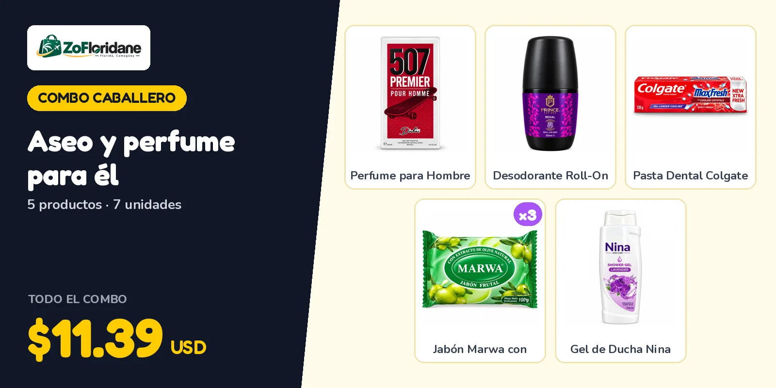 Combo caballero: Aseo y perfume para él