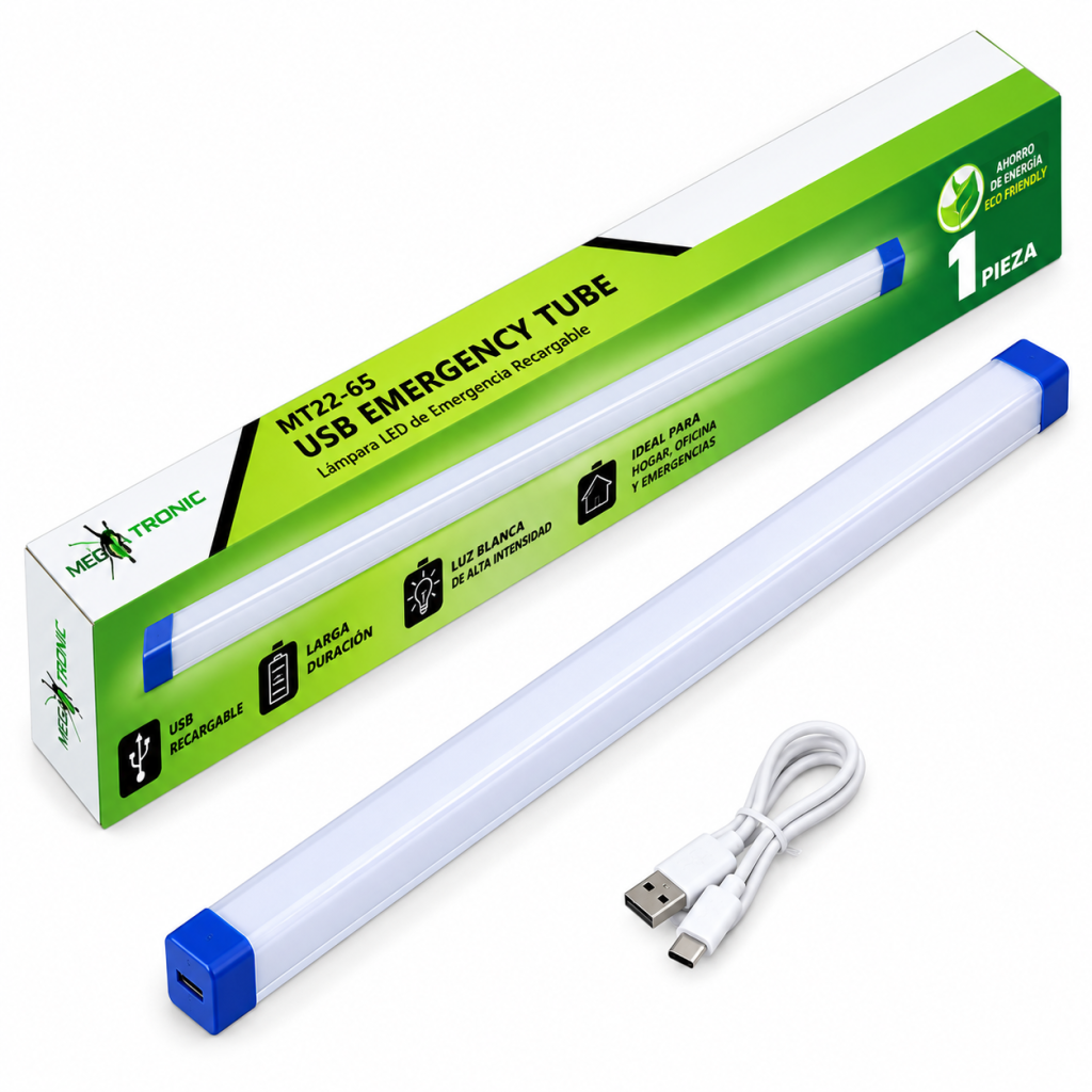 Lámpara LED de Emergencia USB Recargable Mega Tronic MT22-65.