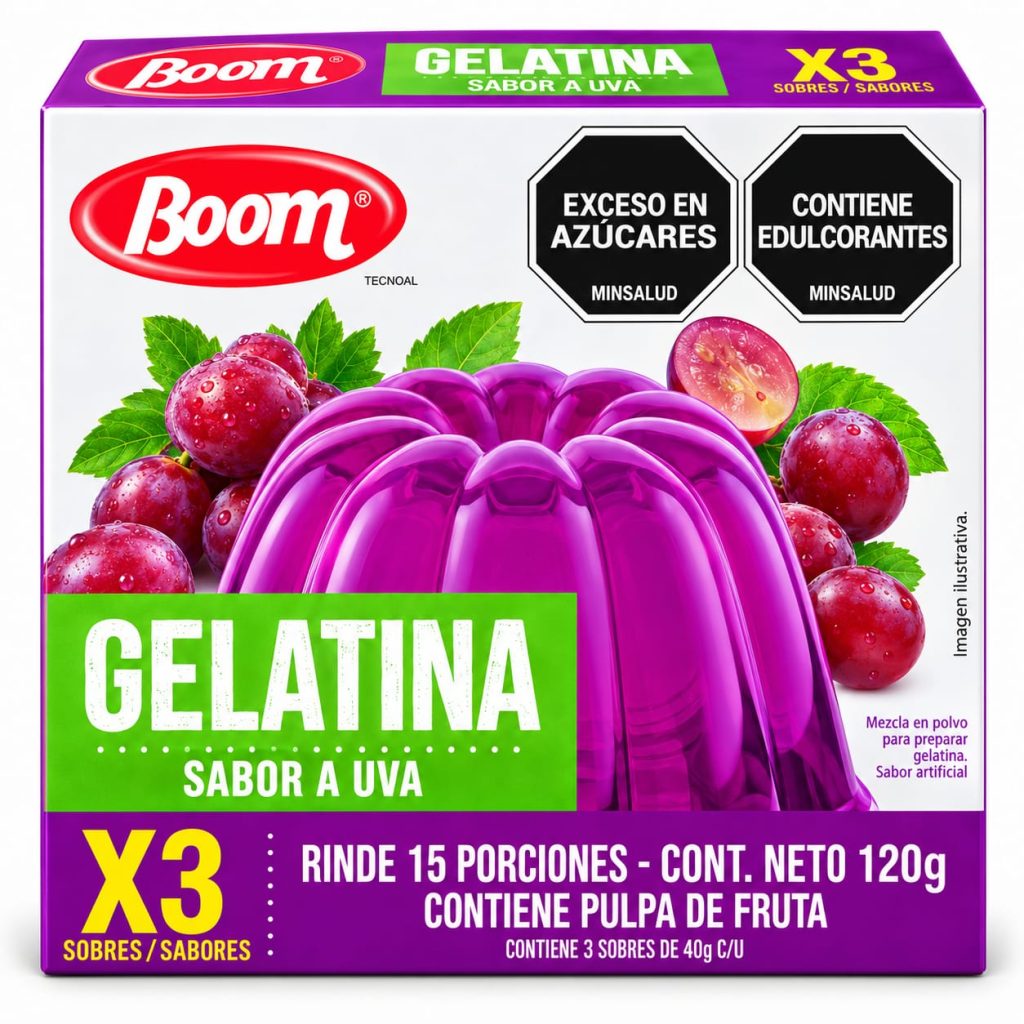 Gelatina Boom sabor Uva – 120 g (3 sobres)