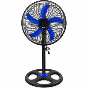 Ventilador de Pedestal Negro con Aspas Azules