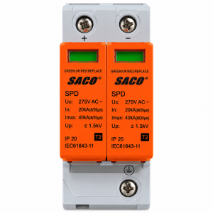 Protector contra Sobretensiones SACO SPD 275V AC – 40kA, Tipo 2 (T2)
