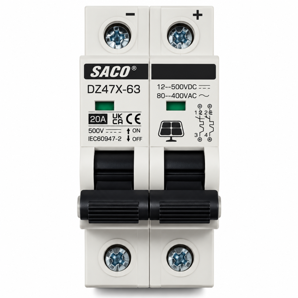 Interruptor automático DC bipolar SACO DZ47X-63 – 20A