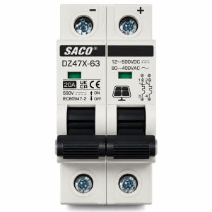 Interruptor automático DC bipolar SACO DZ47X-63 – 20A