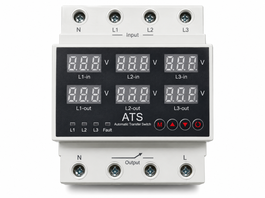 Interruptor de Transferencia Automática ATS Trifásico con Pantalla Digital