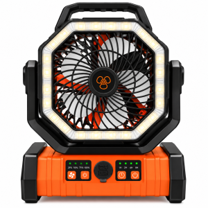 Ventilador Recargable Portátil con Luz LED -Naranja