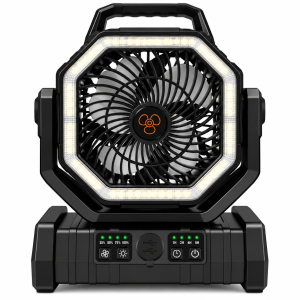 Ventilador portátil recargable con luz LED batería integrada