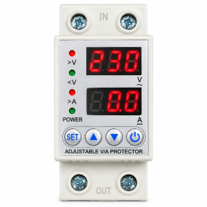 Protector de Voltaje y Corriente Ajustable Digital (V/A) para Riel DIN