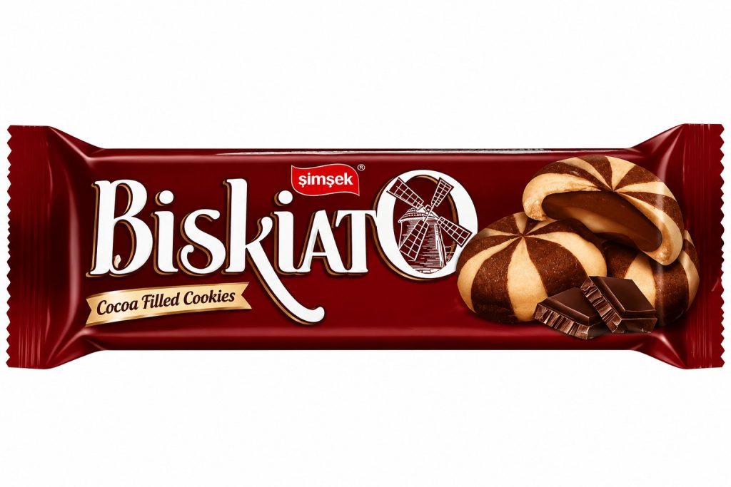 Galletas Biskiato Şimşek Rellenas de Crema de Chocolate y Avellana