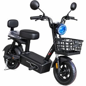 Bicimoto Eléctrica Luda-Heng Negra con Doble Asiento y Canasta Delantera