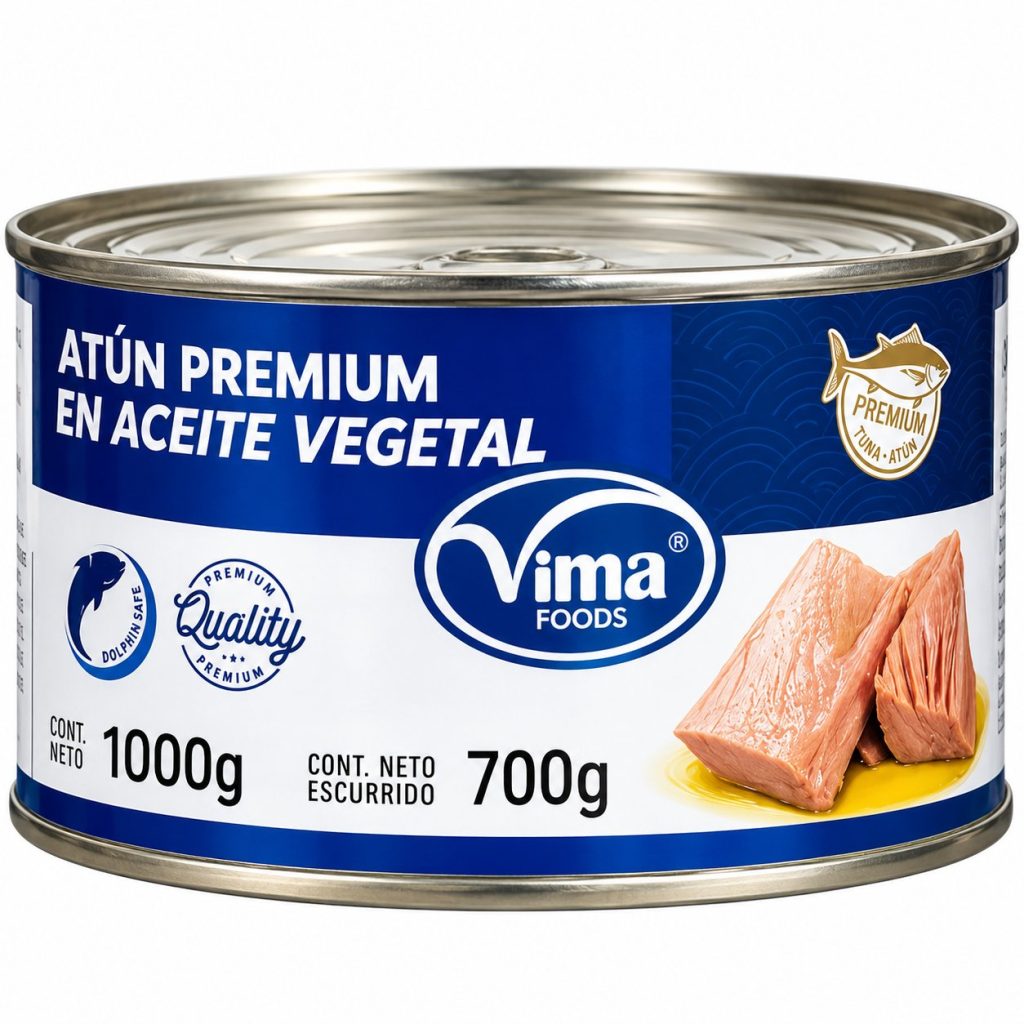 Atún en aceite vegetal · Vima Foods · Premium – 1000 g