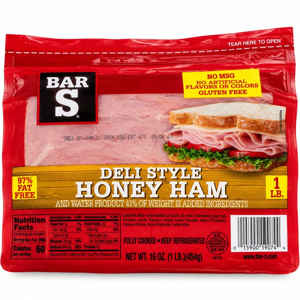 Jamón con miel · Bar-S · Deli Style – 454 g (1 lb)