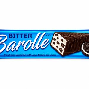 Barra cubierta de cacao · Barolle · Bitter, con galletas de cacao y crema